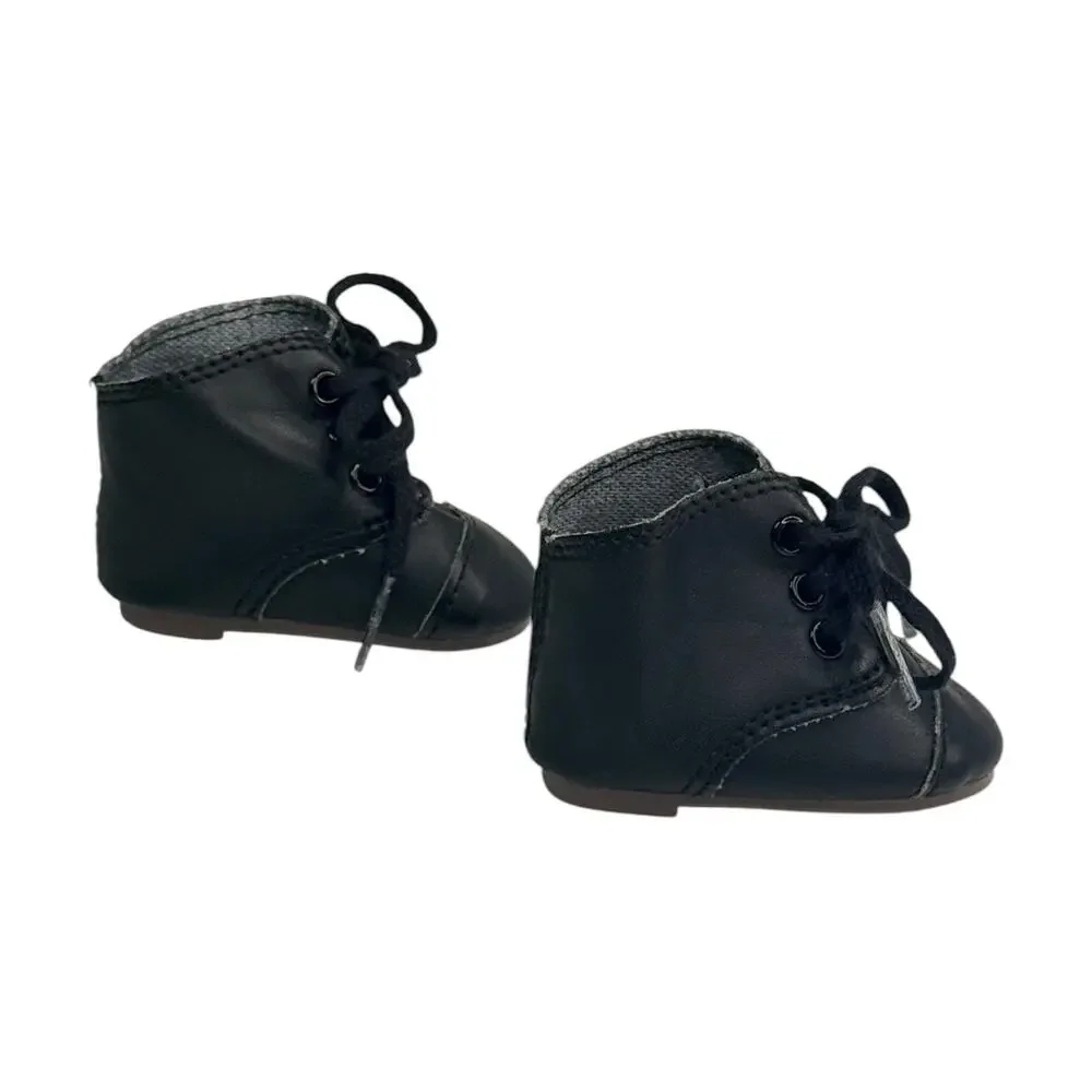 American Girl Addy Boots Meet Outfit Accessory Black Doll Shoes Lace Up Kirsten